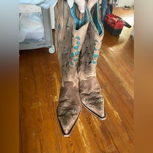 Corral vintage Turquoise Blue Inlay size 7 womes cowgirl boots